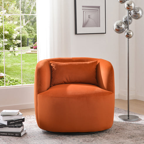 Ashlie Velvet Swivel Barrel Chair - Modern Swivel Chair | Swivel Accent Chairs | Kinwell Furniture | Swivel Armchairs